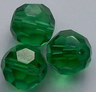 Green Facetted Round Glass Beads (6mm)(Pack of 10)