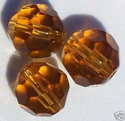 Amber Facetted Glass Beads(4mm)-Pack of 10