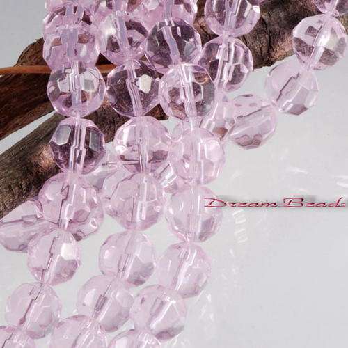 Pink Facetted Glass Beads(6mm)-Pack of 10