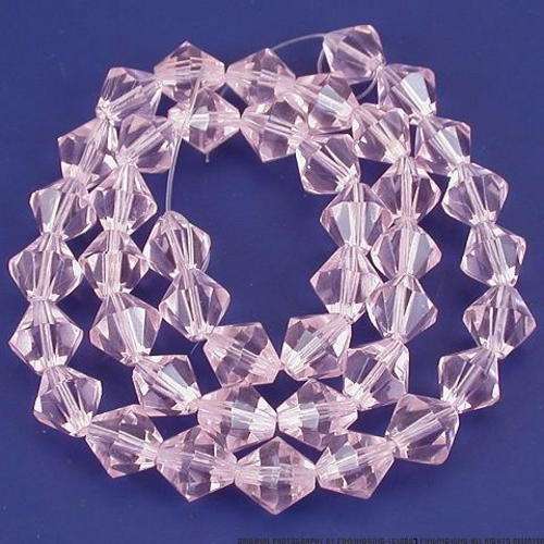Pink Facetted Glass Bicones(6mm)-Pack of 10