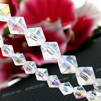 Clear Facetted Glass Bicones(6mm)-Pack of 10