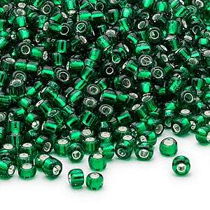 Emerald Green Silver - lIned Glass Seed Beads(8/0)- 30 grams