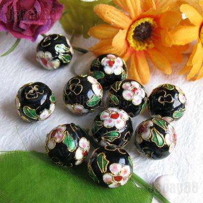 BLACK & GOLD Cloisonne Beads(6mm)