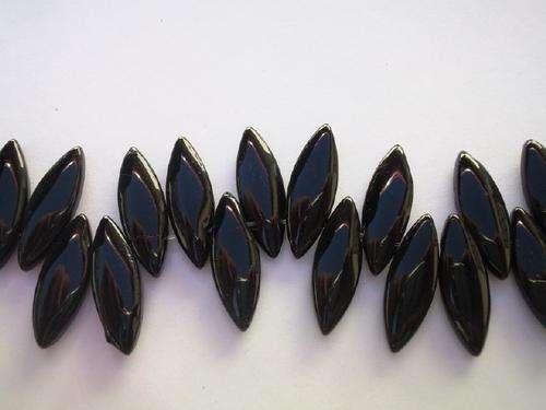 Black Pointed Glass Bead(21mmx8mm)-Pack of 9