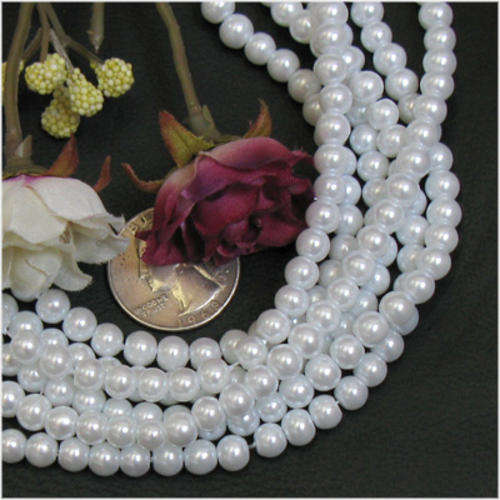 White Glass Pearls(6mm) - (Pack of 30)