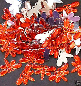 Red Dragonfly Rhinestones(pack of 10)