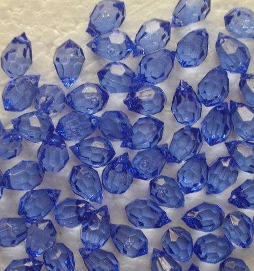 Dark Blue Teardrop Facetted Acrylic Beads