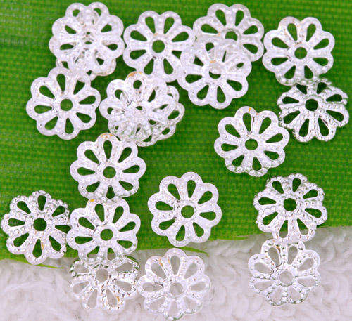 Bulk!!!!!!!!Silverplated Filigree Beadcaps(8mm)- pack of 200