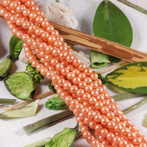 Peach Glass  Pearls(6mm)-Strand of +/-80 Pearls