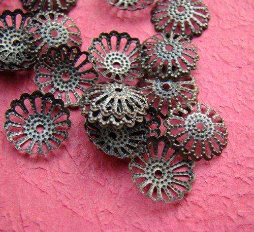 Bronze Filigree Beadcaps(8mm)- pack of 50