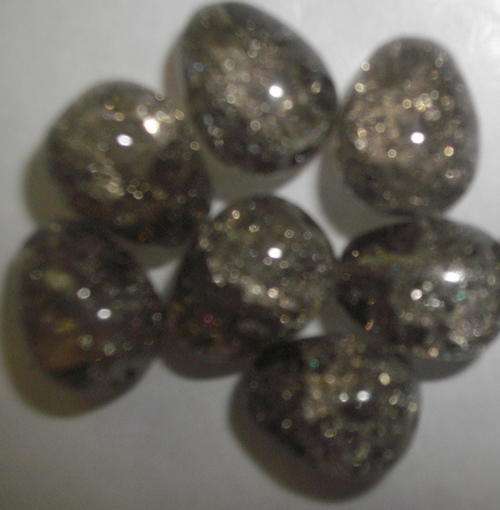 Smokey Teardrop Crackle Glass Beads(10mmx13mm)(Pack of 5)
