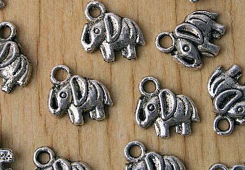 Nickle Acrylic Elephant Charms(9mmx9mm)