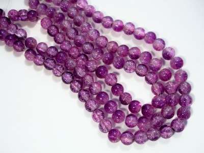 Grape Crackle Glass Beads(8mm)(Pack of 50)