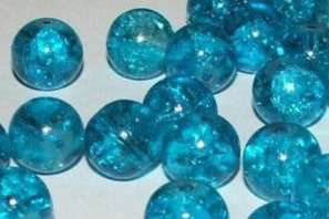 Aqua Blue Crackle Glass Beads(8mm)(Pack of 50)