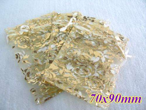 ORGANZA BAGS - Gold &Gold Rose (9cmx7cm)
