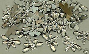 Silver Dragonfly Rhinestones(pack of 10)