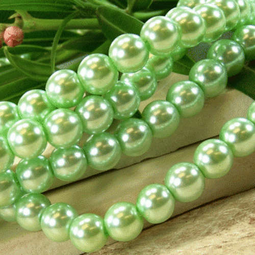 Lime Glass  Pearls(6mm)-Pack of 50 Pearls