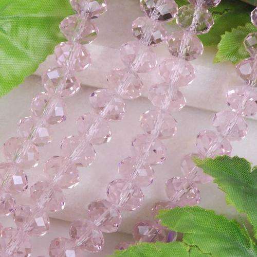 Pink Fire-Polished Crystal Facetted Rondelles(6mmx5mm)