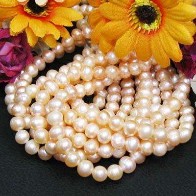 Natural Peach Potato Freshwater Pearls(7-8mm)(Strand of +/-55 Pearls)