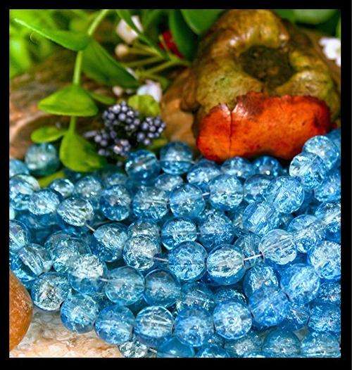 Blue Crackle Glass Beads(8mm)(Pack of 50)