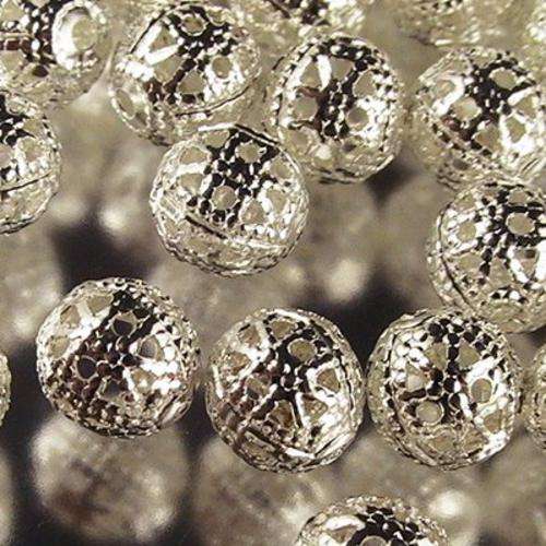 Nickle Filigree Spacer Balls(6mm) - pack of 5