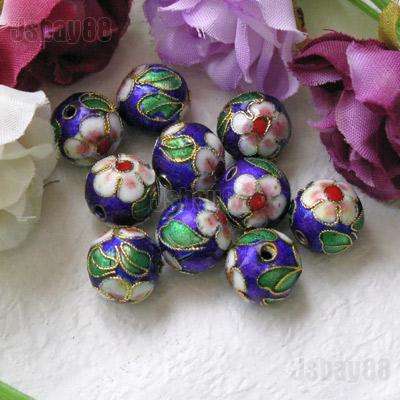 Cobalt Blue & Gold Cloisonne Beads(10mm)