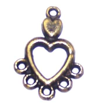 Antique Bronze Heart Pendant /Charm/Connector  with Loops