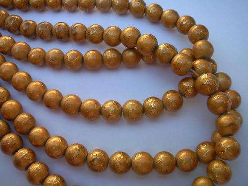 Goldish Bronze Splashed Glass Beads(8mm)
