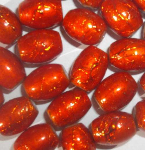 Burnt Orange Oval Splashed Glass Beads(8mmx11mm)