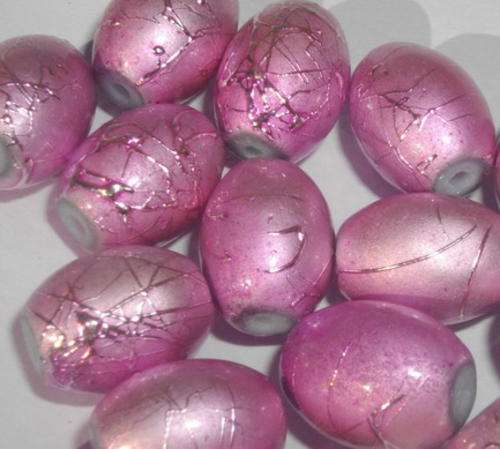 Lilac Oval Splashed Glass Beads(8mmx11mm)