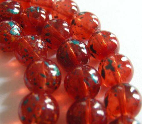 Red Speckled Glass Beads(8mm)