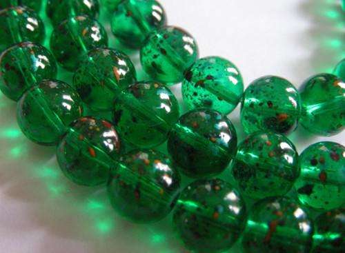 Green Speckled Glass Beads(10mm)