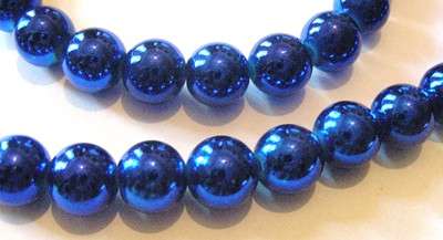 Stunning!!!!!!!!Blue METALLIC Glass Beads(10mm)