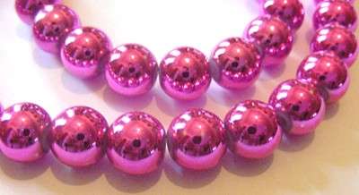 Stunning!!!!!!!!Cerise METALLIC Glass Beads(10mm)
