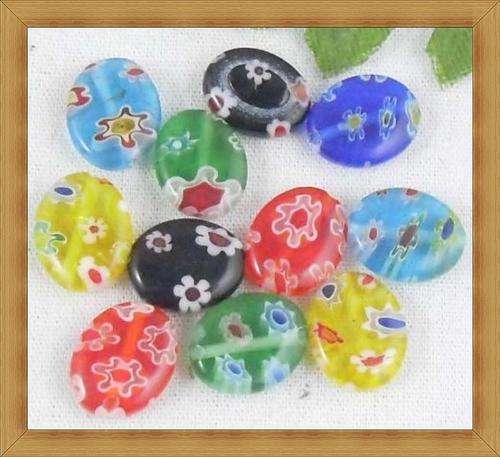 Stunning!!!!!!!!Millefiori Glass Ovals(10mm)Pack of 10
