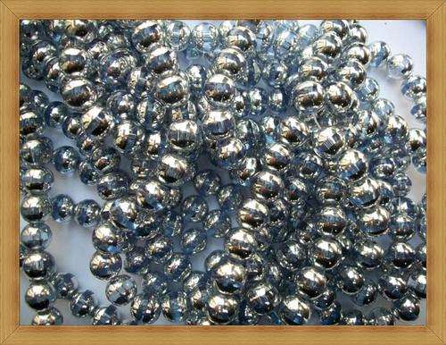 Light Blue&Silver Glass Stripe Beads(8mm) - (Pack of 29 )