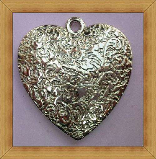 Rhodium Plated Acrylic Heart Pendant(40mm)
