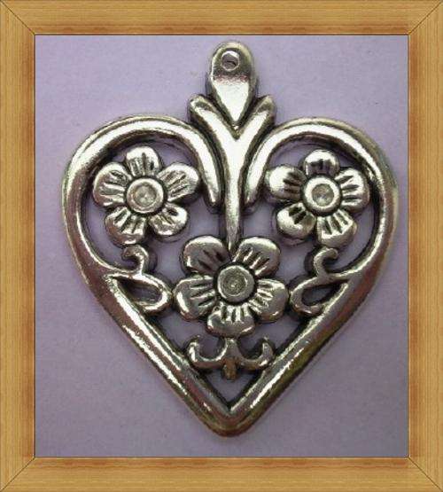 Rhodium Plated Acrylic Heart Pendant(40mmx34mm)