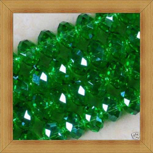Emerald Facetted Crystal Glass Rondelles(4mmx2mm)(Pack of 50 Beads)