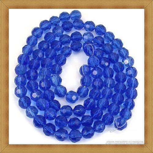 Sapphire Facetted Round Glass Beads(6mm)(Pack of 10 Beads)
