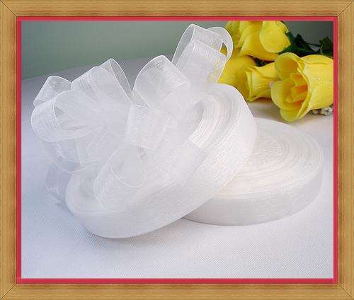 Organza Ribbon - White(10mm)-Sold per metre