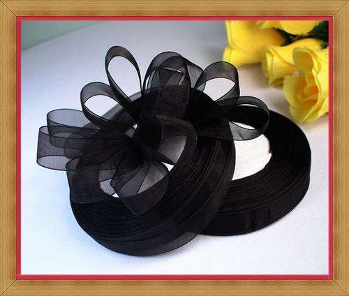 Organza Ribbon - Black (10mm)-Sold per metre