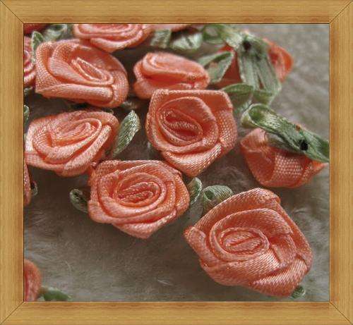 Satin Rose Applique - PEACH(10mm)-Pack of 5