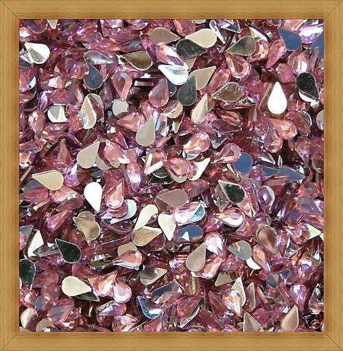 Facetted Teardrop Rhinestones - Pink(10mmx6mm) - Pack of 30