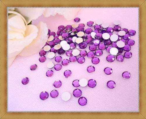 Facetted Round Rhinestones - Purple(6mm) - Pack of 30