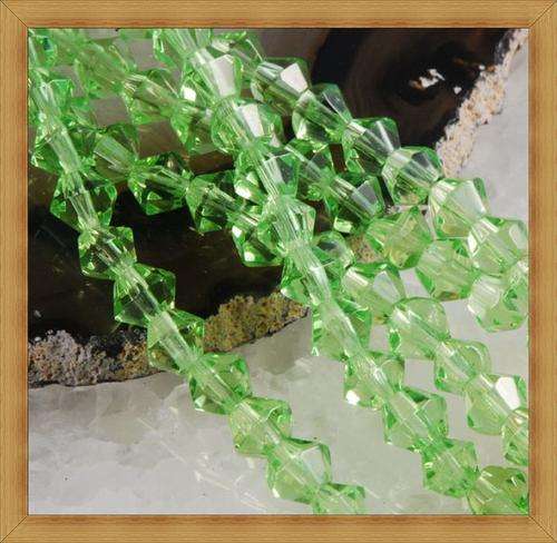 Facetted Glass Bicones-Light Green(6mm)-Pack of 10
