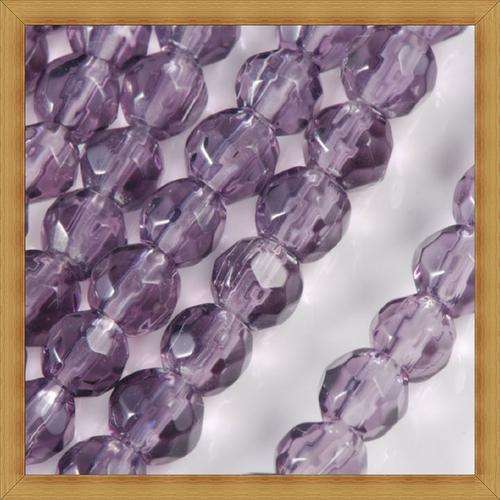Purple Facetted Round Glass Beads(6mm)(Pack of 10 Beads)