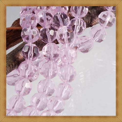 Light Pink  Facetted Round Glass Beads(6mm)(Pack of 10 Beads)