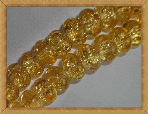 Gold Crackle Disk Glass Beads(Pack of 10)(8mm)