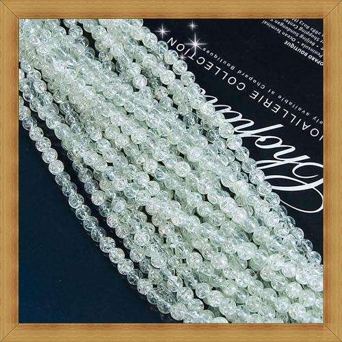 Crackle Glass Beads-CLEAR(4mm)-Pack of 30